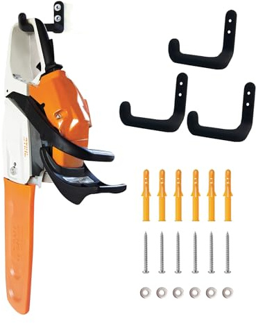 OSROENE Chainsaw Hanger, 3 Pack Chainsaw Wall Mount Hook, Heavy Duty Chainsaw Holder, Racks for Garage Organization Garage Storage Shed Organizer Mounted Chainsaw Storagw Hamgers