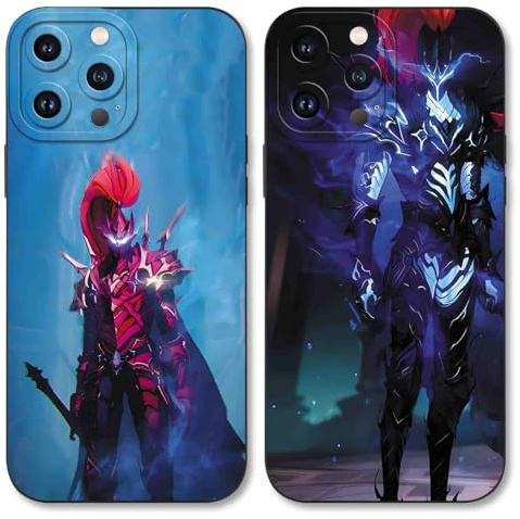 TBNMBGY 2 Stück Schwarz Cartoon Handyhülle für iPhone 13 Pro Max 6.7 Hülle, Anime Motiv Heißblütiger Manga Muster Silikon TPU Case Fallschutz Kratzfest Stoßfest Jungs Schutzhülle, Motiv