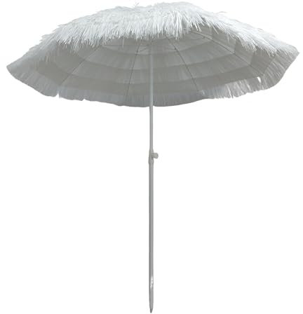 GUOGLZ Parasol Plage Hawaïen Inclinable, Parasol Exotique Paille Portable, Parasol De Jardin Pour Balcon Terrasse Plage Marché(White)