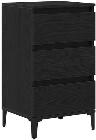 vidaXL Bedside Cabinet Black Oak 40 x 35 x 70 cm Engineered wood, Durable Rectangular Nightstand, Compact Bedside Organizer, Engineered Wood Furniture, Functional Bedroom Storage Cabinet