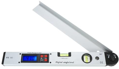 Knoruley 1 Stk. 0-225° Digital-Winkelmesser Winkelmesser-Messgerät Elektronischer Goniometer Silber Horizontal Vertikaler -Niveau-Test-Lineal