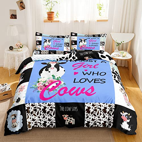 Funda Nordica Cama 150 Vaca Lechera 3 Piezas Juego de Ropa de Cama para Adulto,Suave Funda Edredon en Microfibra,1 Funda de Edredón 240x220cm+2 Fundas de Almohada 50x80cm