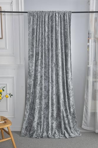 Luxe Grey Crushed Velvet Curtains for Living Room 84 inches Long Blackout Curtains for Bedroom Grommet Privacy Thermal Insulated Window Drapes for Sliding Glass Door, W52 by L84 inches, 2 Panels