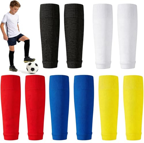TiGog 5 Paare Stutzen Kinder Fußball, Unisex Stutzen Ohne Socken, Fussball Socken Kinder, Fußball Sleeves Tubes Sportsocken Trainingssocke Sockenstutzen Fußballstutzen für Jugendliche Anfänger