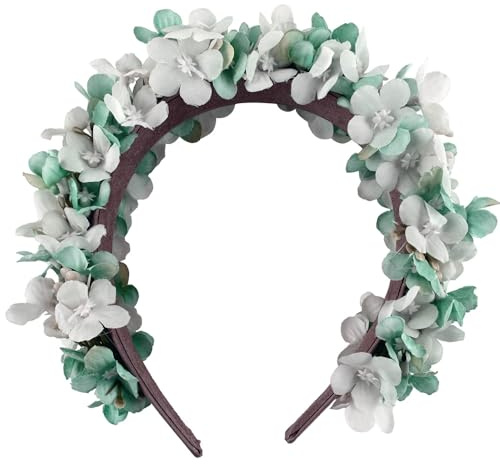 Blumen Haarreif Marissa mit zarten Blüten | Haarschmuck zu Dirndl Hochzeit Blumenmädchen (Hellgrün, Einheitsgröße)