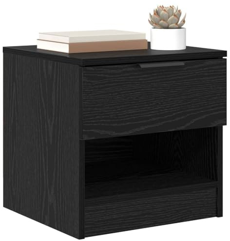 vidaXL Bed Cabinet 2 pcs Black Oak 40 x 39 x 40cm Engineered Wood, Modern Bedroom Storage, Rustic Nightstand, Compact Bedside Table, Engineered Wood Furniture Organizing with Style