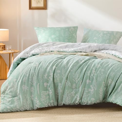 BEDSURE Bettdecken-Set ohne Bezug 135x200 - Bettdecke mit Kissenbezug 80x80 | Ganzjahresdecke mit muster, Waschbare, OEKO-TEX Hautverträglich Allergiegetestet, Weichheit Komfort, Mintgrün