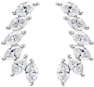 Beydodo Weißgold Ohrringe Damen 750 Echtgold, Ohrstecker Blätter mit 0.5ct Diamant Hochzeit Ohrringe Braut Nickelfrei