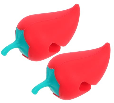 NIYANGLE 2pcs Silicone Lid Lifters in Cute Pepper Shape, Spill-Proof Pot Lid Holders for Kitchen Use, Creative Steam Releasers to Protect Pots and Prevent Overflow