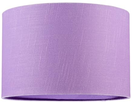 Modern Designer Lavender Oil Textured Linen Fabric Circular Lamp Shade | 30cm x 20cm | Matching Fabric Lining the Inside by Happy Homewares