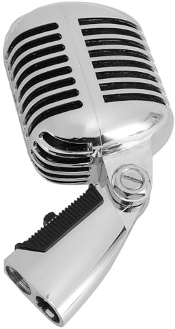 Tangxi Microfono Dinamico Classico Vintage per Un'esperienza di Canto superiore. Microfono in Stile retrò in Lega di Zinco per KTV (SILVER)