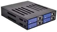 SNT Backplane für 4X 6,3 cm (2,5 Zoll) SAS/SATA und 2X Lüfter Aluminium schwarz