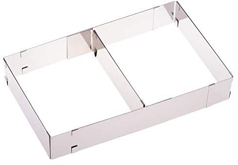 4smile BACKRAHMEN Vario rechteckig – Made in Germany ǀ Patisserie KUCHEN-RAHMEN verstellbar ǀ zum Backen und Dekorieren von Kuchen und Torten 5cm hoch ǀ aus Edelstahl 100% rostfrei