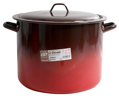 Esmaltaciones La Estrella Fuego - Olla Alta con Tapa, 30 cm, 16 L