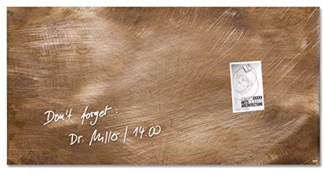 SIGEL GL267 Premium Glas-Magnettafel 91 x 46 cm Motiv Used-Bronze hochglänzend, SGS geprüft, einfache Montage, incl. 3 starke Magnete, Artverum