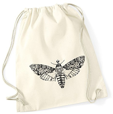 Autiga Turnbeutel Schmetterling Falter Totenkopf Aztekenmuster Boho Aztec Hipster Beutel Tasche Ethno Natur