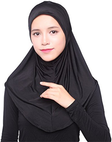 GladThink Frauen-Eis-Silk Muslim Hijab Kopftuch Schwarz