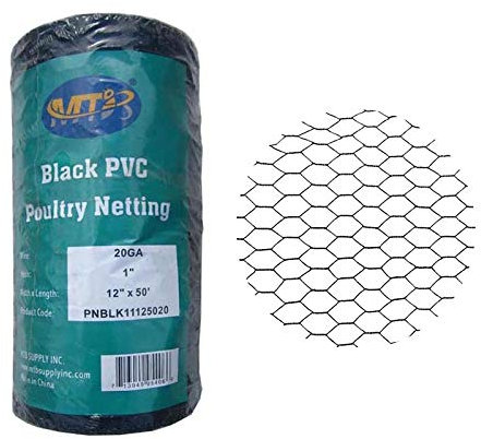 MTB PVC-Geflügelnetz, sechseckig, Hühnerdraht, 30,5 x 15,7 x 2,5 cm, Masche, 20 GA, Schwarz