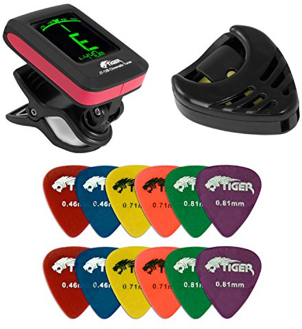 Tiger Clip On Tuner, Plectrums and Holder Pack
