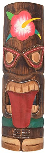 Masque mural Tiki en bois de 50 cm de style hawaïen - Masque mural décoratif
