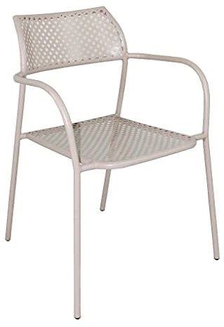 MilaniHome Stapelbarer Sessel aus Eisen, weiß, für den Außenbereich, Garten, Veranda, Restaurant, Eisdiele, Bar, Hotel Hotel