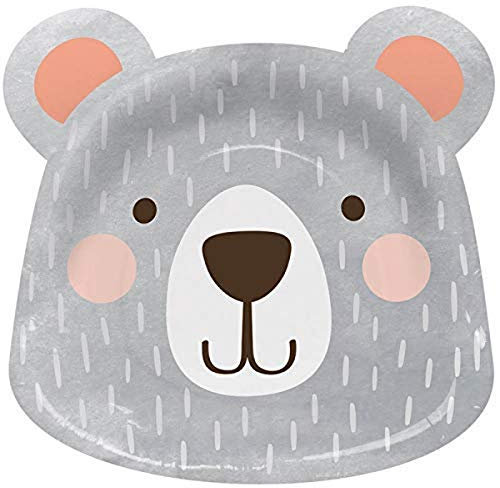 Creative Party PC336644 Party Blue Birthday Bear Shaped Paper Dinner Plates-8 Pcs