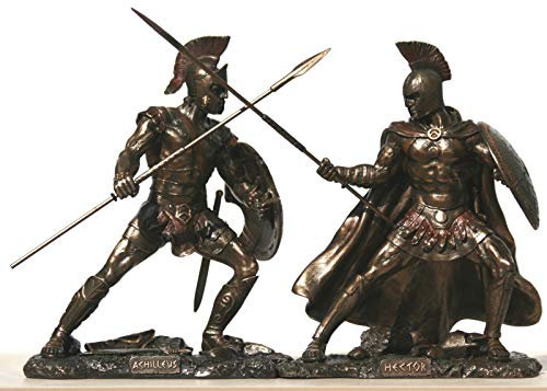 Achilles vs Hector Battle of Troy Warrior Statue Skulptur Figur Bronze Finish