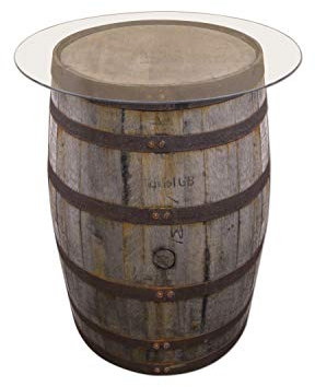 Temesso Originales schottisches Whiskyfass als Stehtisch mit Glasplatte, Eichenfass, Holzfass, Whisky Fass, Schnapsfass - Höhe Circa 90 cm (Naturbelassen)