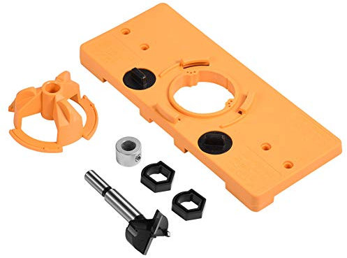 35MM Juego de Guias de Taladro Jig de Perforacion de Bisagra de Estilo de Taza Plantilla de Agujero de Puerta, Plantilla para Bisagras, para Carpintería
