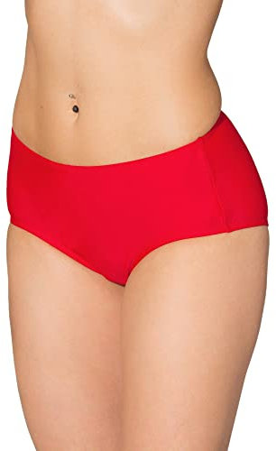 Aquarti Bikinihose Damen mit Mittelhohem Bund – Klassische Bikinihosen für Damen in Unifarben, Farbe: Rot, Größe: 38