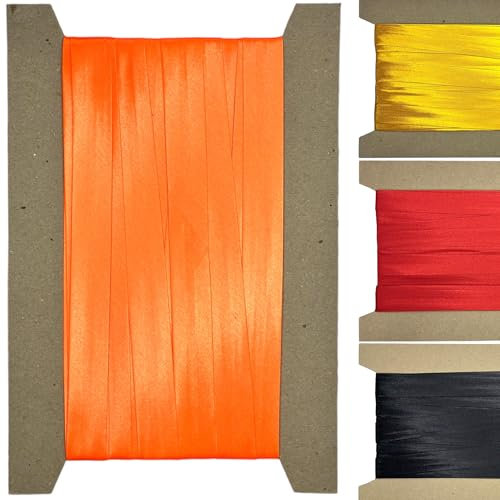 Roban Fashion 10m Satin Schrägband zum Nähen gefalzt 20mm breit Neonorange