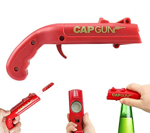 Apribottiglie a forma di pistola giocattolo con lanciatappi, ideale per aprire bottiglie di birra, per bar e feste, lancia i tappi oltre 5 metri