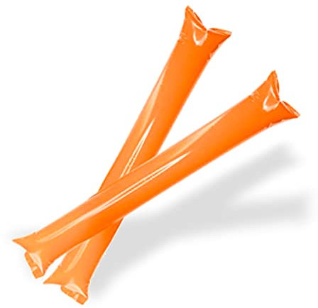 FUN FAN LINE - Confezione da 100 Pari Bastoni Gonfiabili Riutilizzabili | Bam Bam Thunder per Animazione Feste Calcio ed Eventi | Cotillon Sportivo e Celebrazioni (Arancione)