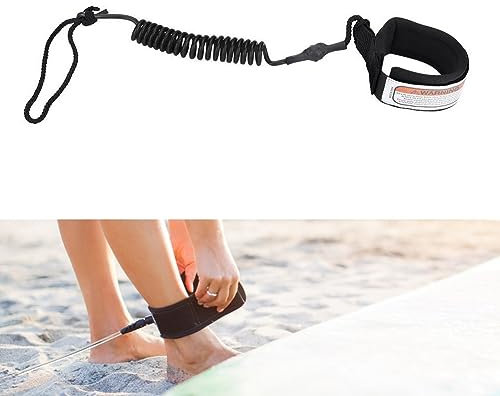 Leinggg Surfboard Leash, 5mm&5Ft Aufgerollte TPU Paddle Leash, Stand Up Paddle Board Knöchelriemen Sup Board Leash Aufgerollten TPU Sicherheit für Surfen (schwarz)