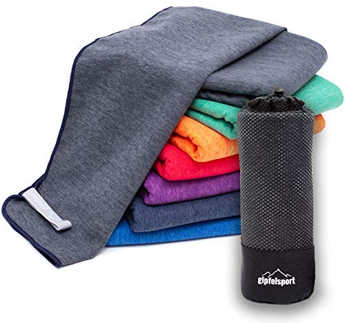 Mikrofaser Handtuch Set - für Sauna, Fitness, Sport I Strandtuch, Sporthandtuch I Grau_Brush S: 80x40