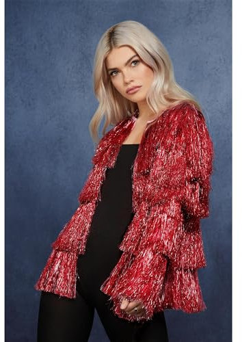 Smiffys Fever Lametta Festival Jacke, Rot