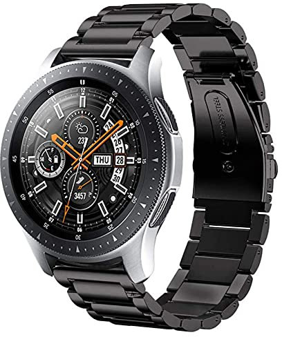 NEAWO Armband Kompatibel mit Samsung Galaxy Watch 42mm, 20mm Armband Metall Ersatzband für Galaxy Watch 3 41mm, Galaxy Active/Active 2 40mm 44mm, Gear S2 Classic/Sport (Edelstahl Schwarz)