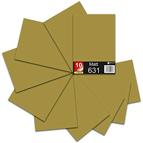 Din A4 Bogen 30x21cm 621/631 Plotterfolie Folie Vinyl Autofolie (091 Gold, 10er Set 631 Matt)