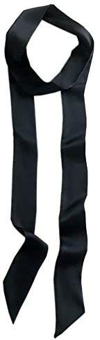 GUZOSJO Solid Color Long Neckerchief Pure Skinny Scarf Necktie Handbag Wrap Handle Satin Belt (Black)