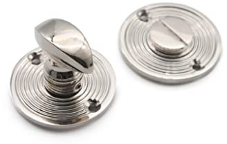Solid Brass Antique Beehive Bathroom Thumb Turn & Release Door Lock Set (Polished Nickel)