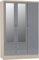 A T Seconique Bedroom Wardrobes - Nevada 3 Door 2 Drawer Mirrored Wardrobe with Drawers in Grey Gloss/Light Oak Effect Veneer