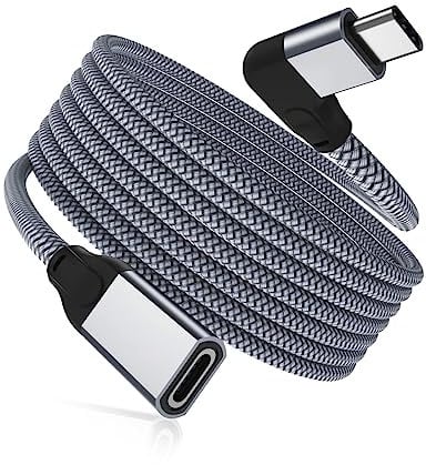 RUXELY Right Angle USB C Extension Cable 1M,90 Degree Type C 3.1 3.2 Gen2 10Gbps Female to Male Extender Cord,L-Shape Thunderbolt 3 Extended Lead for MacBook,Mac,iPhone 16 15 Pro,iPad Mini 6 7,Tab S9