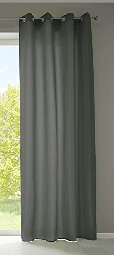 Gardinenbox 1er Set Vorhänge Schal Ösen »Berlin« HxB 175x140 cm Dunkelgrau Blickdicht Microsatin Lichtdurchlässig Uni Matt, 20405N