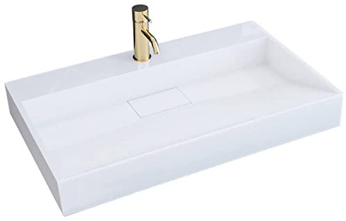 Rea Vasque en conglomérat Goya 70cm Lavabo Salle de Bain 700 x 460 x 100 mm (blanc)
