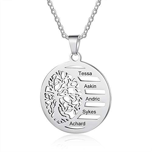 lorajewel Kette mit Name Personalisierte Kette für Damen Baum des Lebens Kette Mutter und Tochter Kette Familie Kette Schmuck für Muttertag Geburtstag
