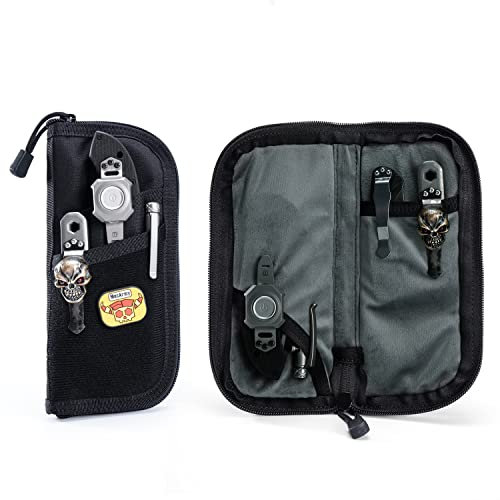 VIPERADE VE7 Tool Pouch Pocket Organizer für Herren Nyon Kleine EDC Tasche mit 4 Taschen, Utility EDC Organizer Pouch mit DIY Patches Bereich, Beste Schutztasche für EDC Gears-Schwarz