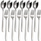Set di 12 forchette e cucchiai, in acciaio inox, per la casa, cucina, hotel (acciaio inox)