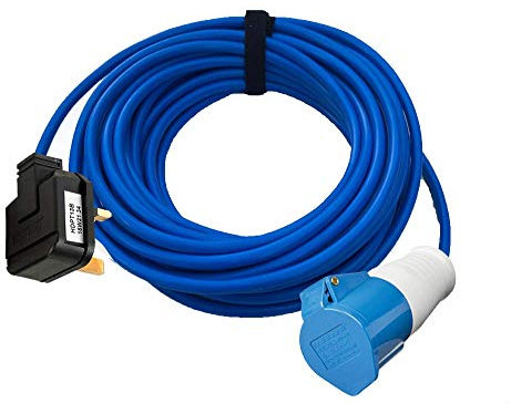 13A PLUG TO 32A BLUE SOCKET EXTENSION LEAD 1M 3M 5M 10M 15M 20M 25M CARAVAN EVENT ADAPTER (3m Blue Cable)