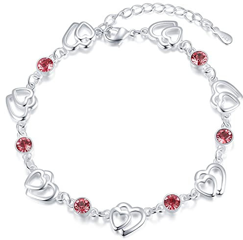 Cosie Lily Cadeau Fete Des Meres Femme, Femme Argent 925 Coeur Bracelet Réglable, Bracelet or Rose, Cadeaux Bijoux pour les Maman Èpouse Petites Amies, pour les Anniversaires pour Noël Valentin