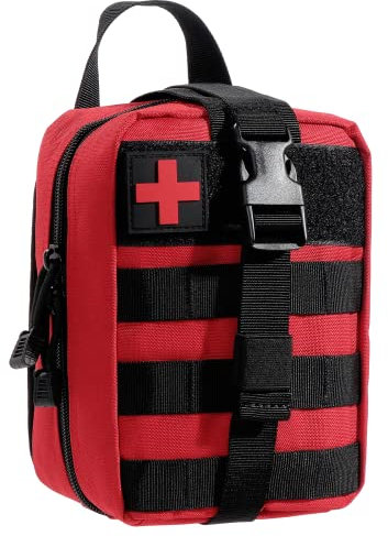 KEESIN Tactical Erste Hilfe Tasche,Taktische Taschen Molle EMT Kleine Pouch Erste Hilfe Set Medizinische Taktische Tasche Medizinische Tasche für Zuhause, Auto, Schule, Camping im Freien(Rot)